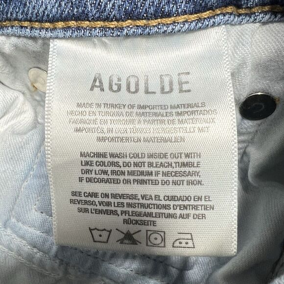 Agolde Jeans Womens 28 Blue Toni Skinny Made in USA Light Wash Stretch Raw Hem - Picture 9 of 11